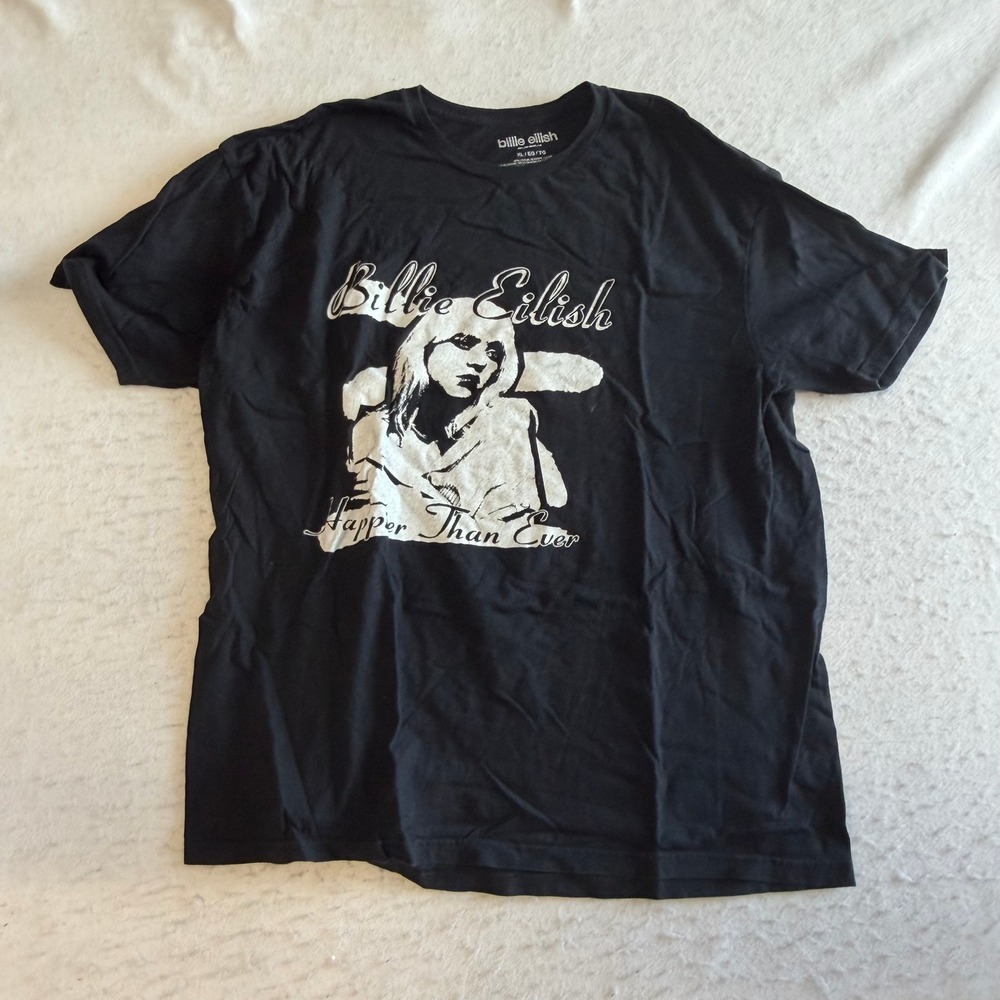 Billie Eilish T-Shirt XL Black Happier Than Ever Graphic Print Short Sleeve